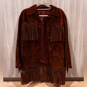 Vintage Brown Suede Fringe Jacket
